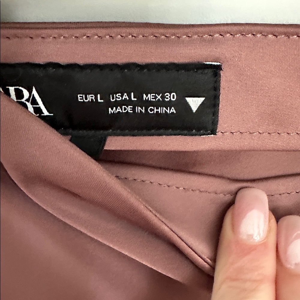 Zara satin midi skirt size 12-14. Waist 17 in flat lay. - Picture 3 of 6